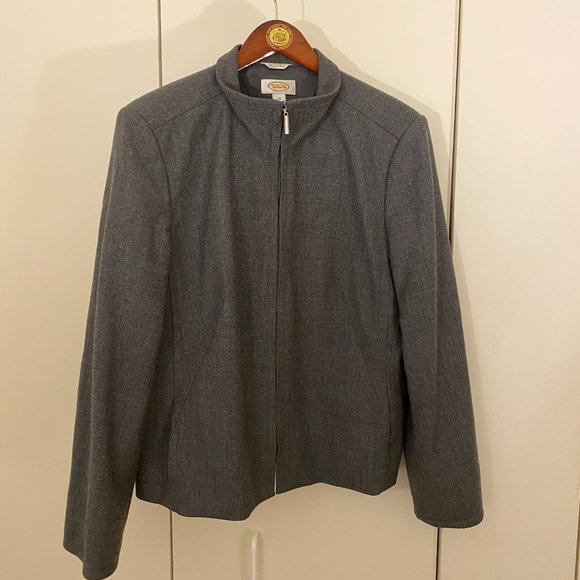 Talbots Italian Wool Women's Gray Jacket Size 14 (Large) Zipper Made in Thailand - Picture 3 of 7